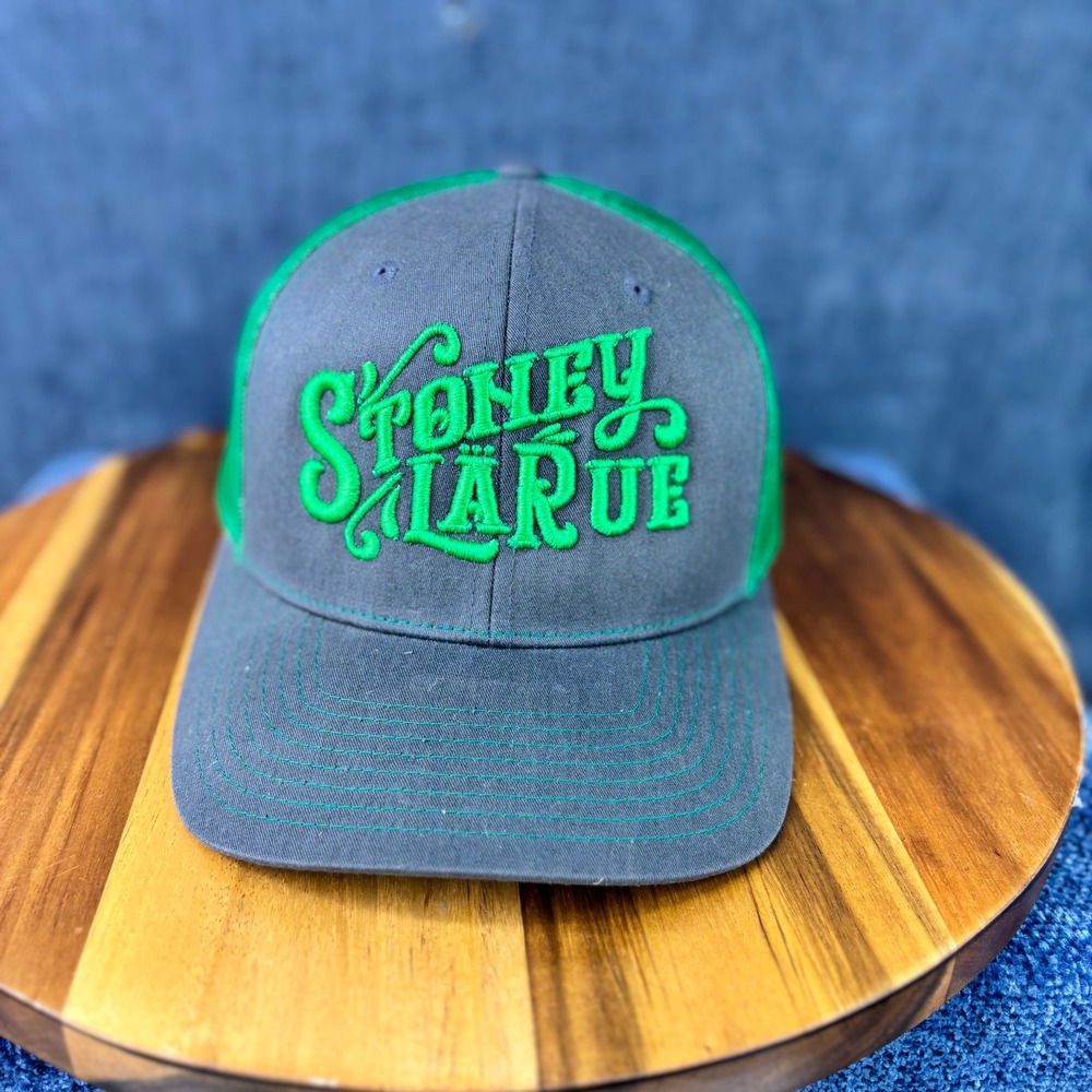 Richardson Stoney LaRue Trucker Hat OSFM Gray Green Cotton Blend Snapback